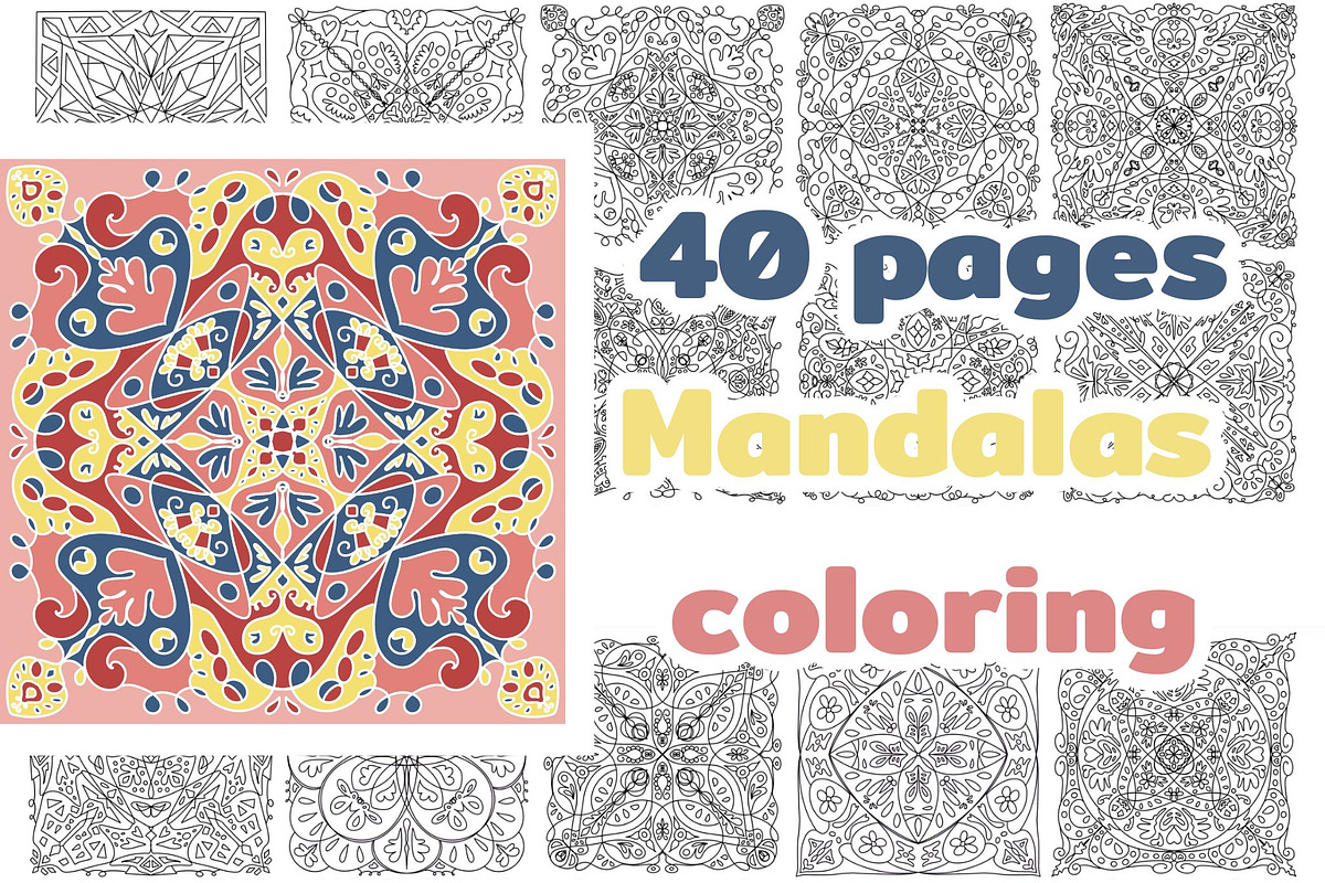 40 mandalas coloring pages, a Print Template by Thursdaypaper (Photo 1 of 3)