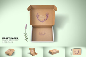 4 Kraft Paper Mailing Box Packaging, a Packaging Mockup by Akrinity Digital