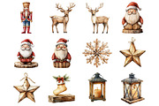 Rustic Wooden Christmas Clipart, a Graphic by CitraGraphics (Thumbnail 4 of 4)