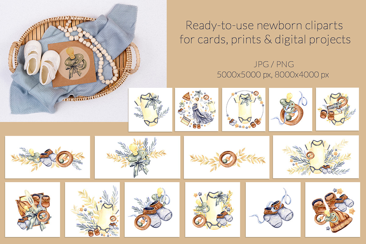 Baby Shower Watercolor Collection, a Decorative Illustration by WatercolorElena (Photo 6 of 12)