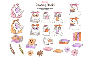 Ghost Reading Books Clipart