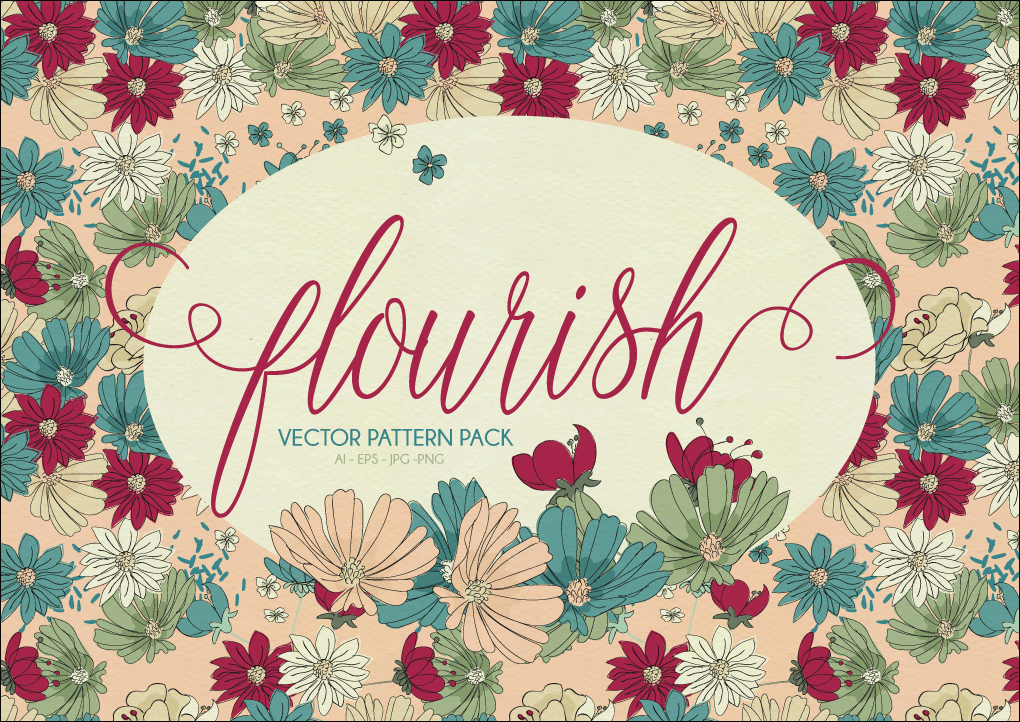 Flourish Vector Pattern Pack, a Pattern Graphic by Cecília Murgel Drawings