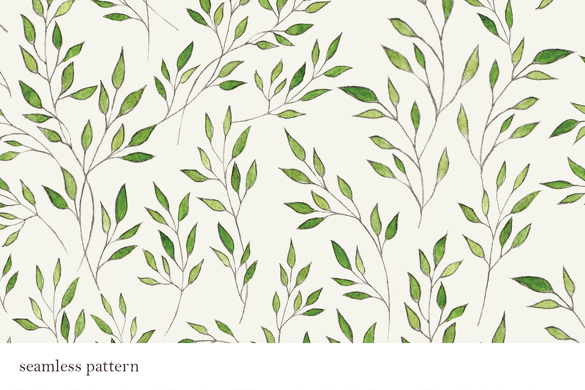 Leaves & Twigs Watercolour Drawing, a Pattern Graphic by elpple (Photo 4 of 5)