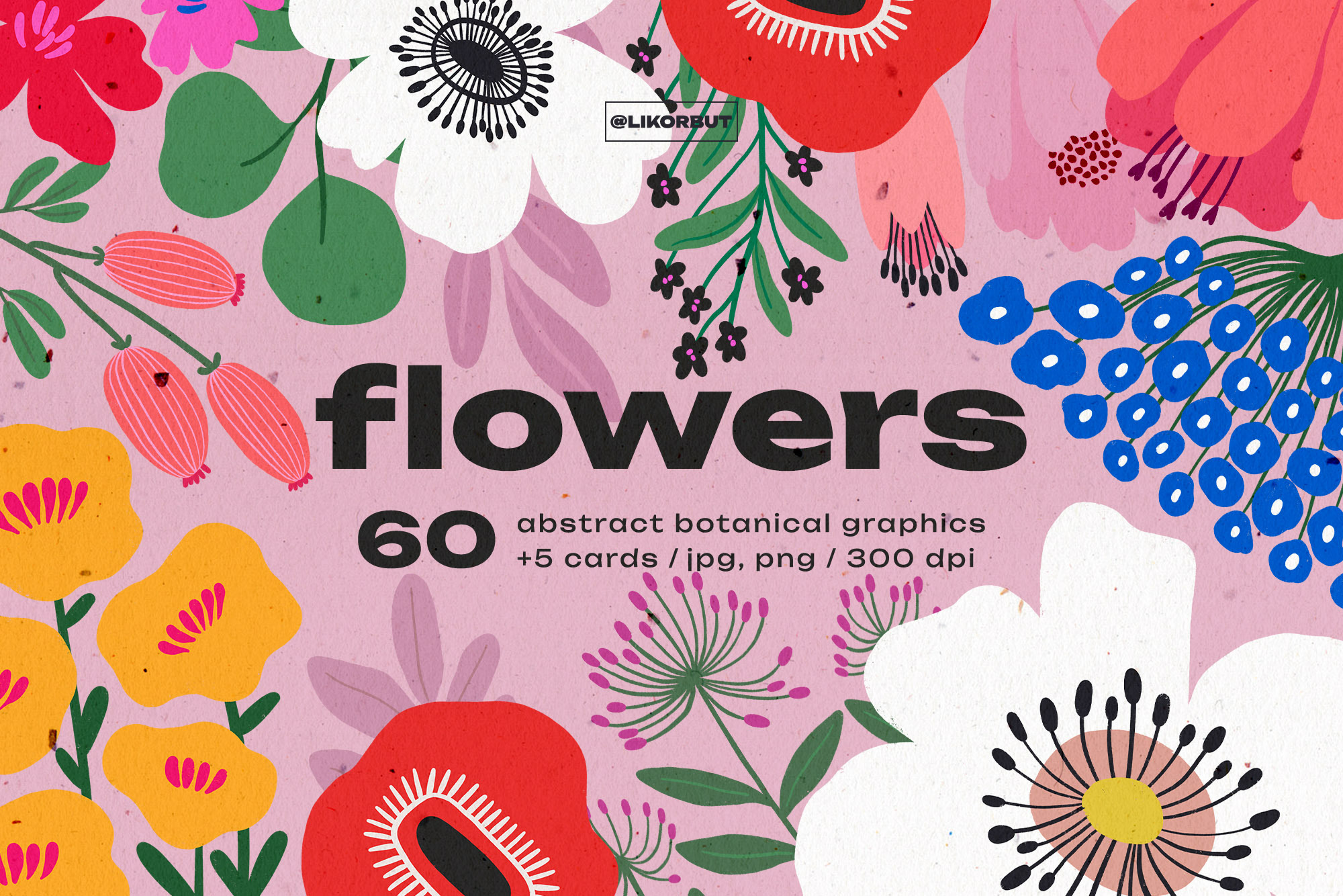 Abstract Modern Flower Illustrations, a Decorative Illustration by likorbut