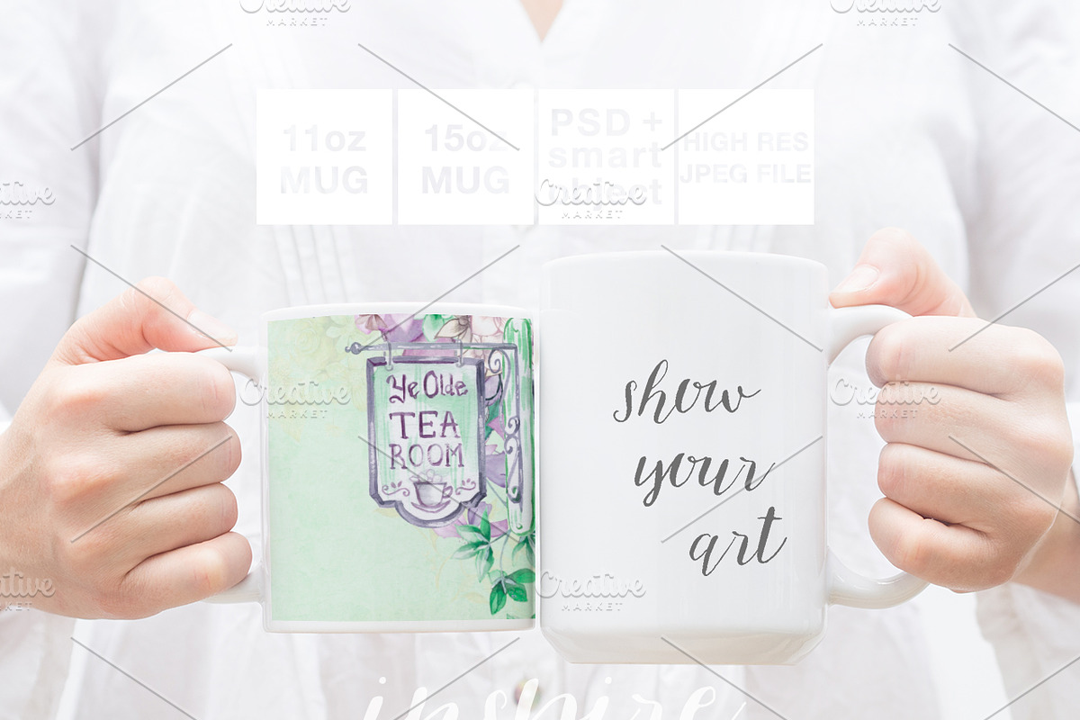 11oz and 15oz Comparision Mug Mockup, a Cups & Container Mockup by Inspire Mockups (Photo 1 of 3)