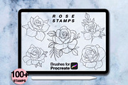 100 procreate rose stamps, a Brush Add-On by Arts For Peace (Thumbnail 6 of 8)