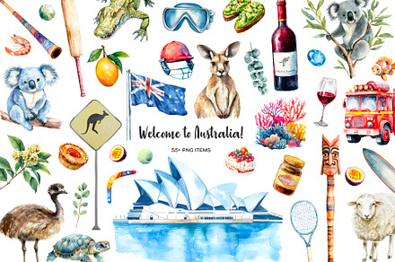 Watercolor Australia symbol clipart