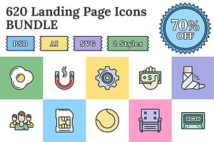 620+ Flat landing page icons