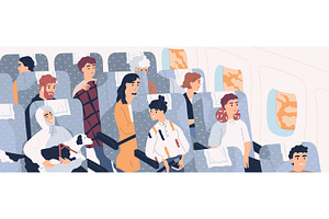 People on the airplane flight, a Person Illustration by Good Studio