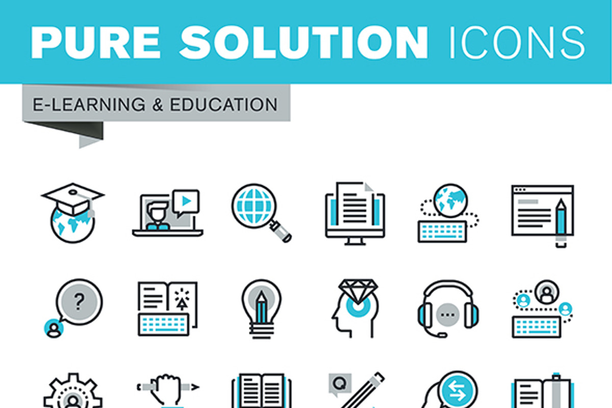 Flat Line Icons of Education preview 4