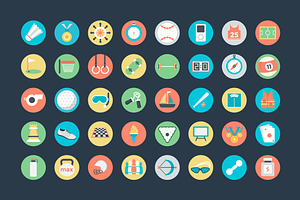 100 Flat Sports Icons