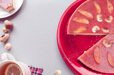 red cheesecake with tea, a Food & Drink Photo by Eni_fly