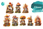 Watercolor Fall Fairy Houses, a Seasonal Illustration by Verdigris Studios (Thumbnail 2 of 4)