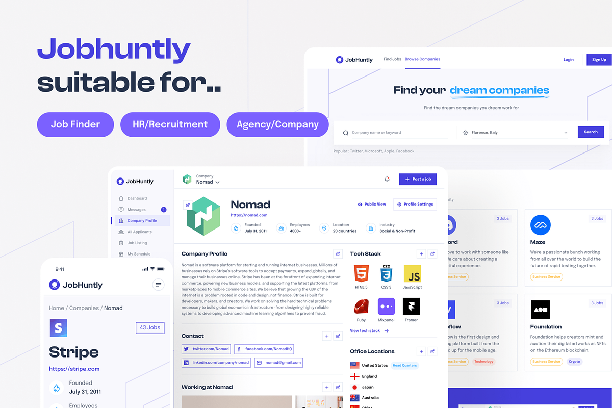Jobhuntly  Job Board & Portal UI Kit, an UI Kit Template by dhuhacreative (Photo 9 of 9)