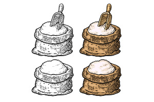 Sack with whole flour with wooden, an Object Illustration by MoreVector