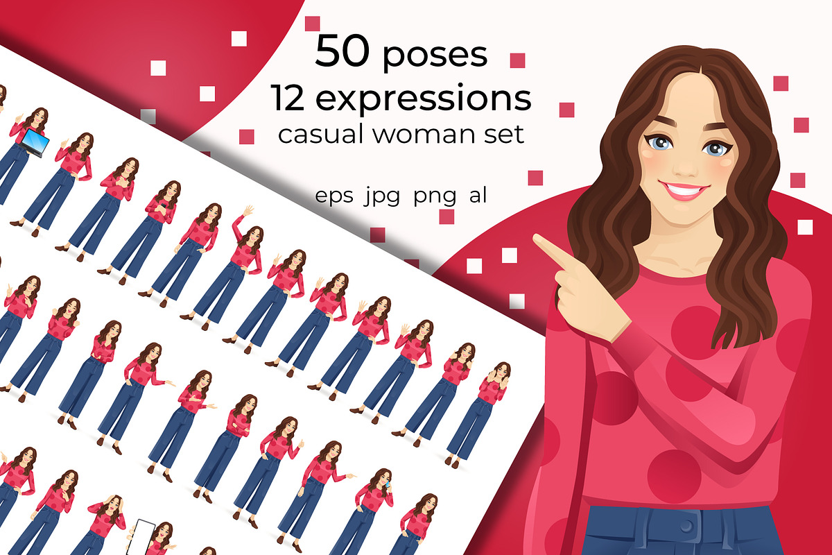 Casual young beautiful woman set, a Person Illustration by Volha Hlinskaya (Photo 1 of 4)