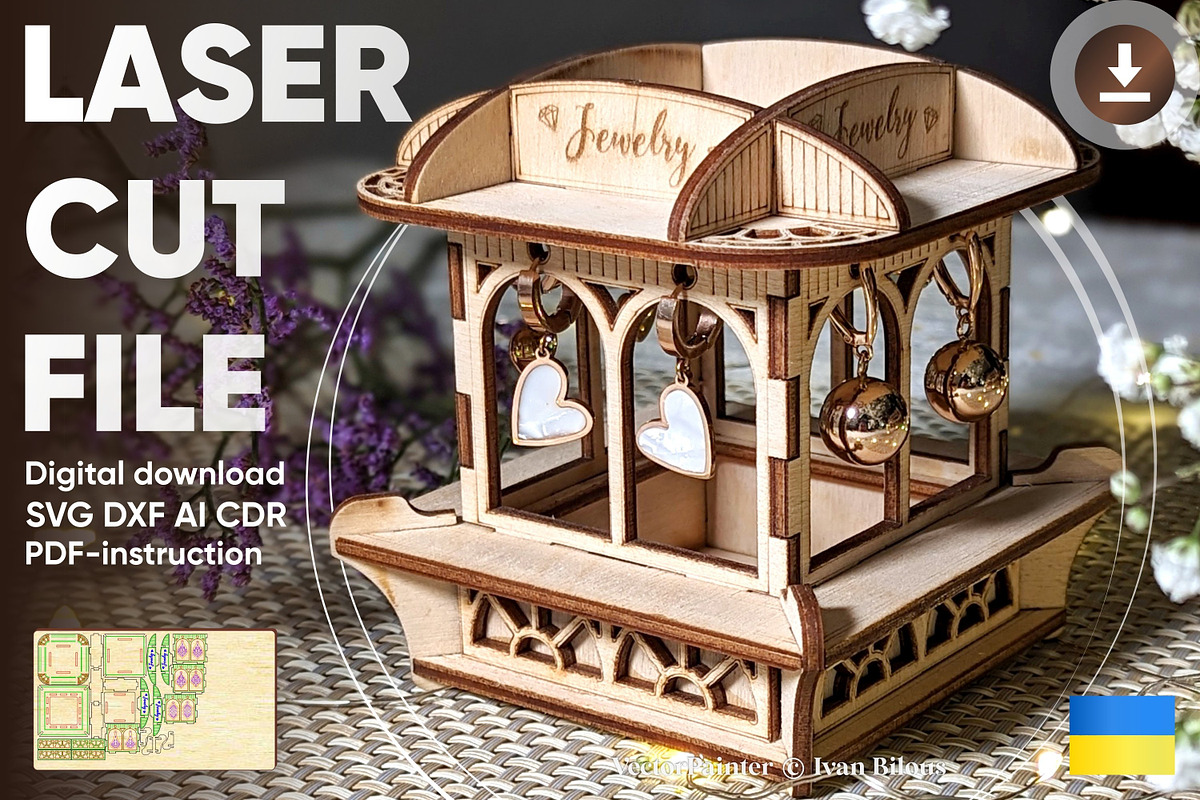 Laser Cut Earrings Jewelry Stand, an Object Graphic by VectorPainter (Photo 1 of 14)