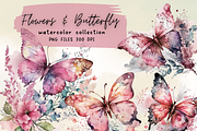 Pink Flowers Butterfly Watercolor, a Graphic by SindyPrintDesign (Thumbnail 1 of 5)