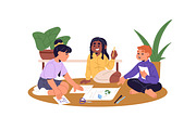 Children do homework, kids study set, an Education Illustration by PaperTrident (Thumbnail 2 of 8)