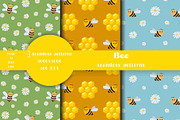 Bee Seamless Patterns set, a Pattern Graphic by linakilljoy (Thumbnail 1 of 3)