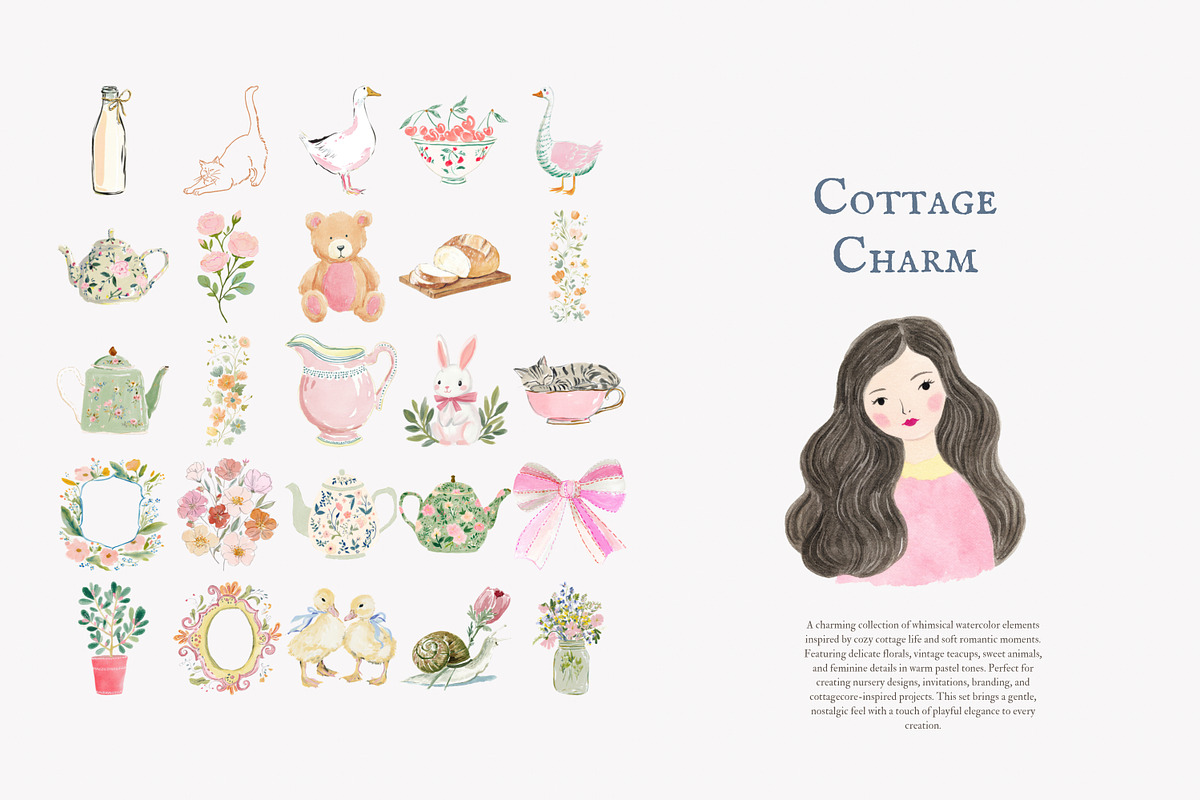 Cottagecore clipart set, a Decorative Illustration by Patishop Art (Photo 3 of 9)