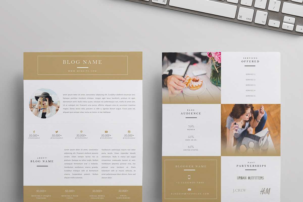 Beauty Blogger Media Kit (Gold), a Stationery Template by Blogger Kit Co. (Photo 1 of 3)