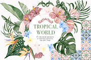Tropical Flower Leaves. Tile Pattern, an Illustration by PawGraphic (Thumbnail 1 of 6)