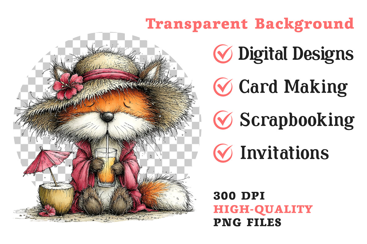 Whimsical Summer Foxs Clipart, an Illustration by Dream Creation (Photo 6 of 6)