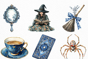 Watercolor Toile Witch Clipart, an Illustration by Craft Nest (Thumbnail 2 of 6)