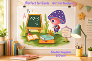 Back to School Mushroom Clipart, an Education Illustration by FaliushViktoriaArtist (Thumbnail 6 of 8)