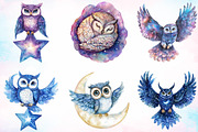 Watercolor Cute Celestial Owl Clipar, an Illustration by Canvas Craft (Thumbnail 3 of 3)