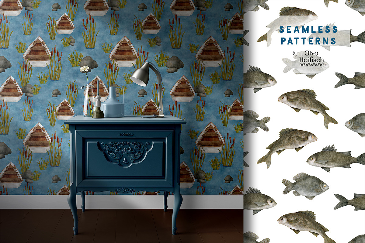 Watercolor Fishing Collection, an Object Illustration by Olya Haifisch (Photo 7 of 9)