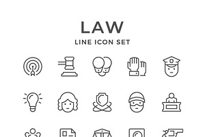 Set line icons of law, an Outline Icon by motorama