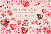 Valentine's day clipart and frames, an Illustration by VeronikaArt (Thumbnail 1 of 7)