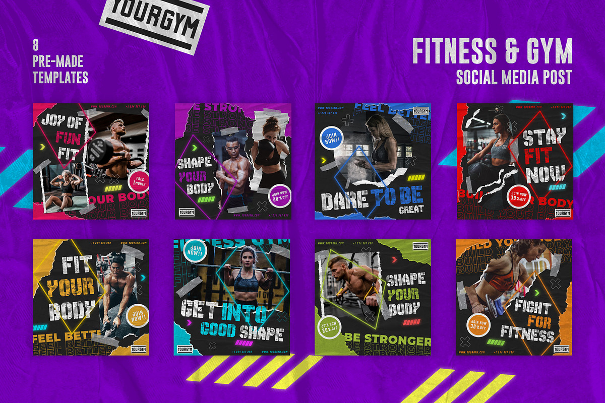 Fitness & GYM Social Media Post, a Social Media Template by itefan Studio (Photo 2 of 4)