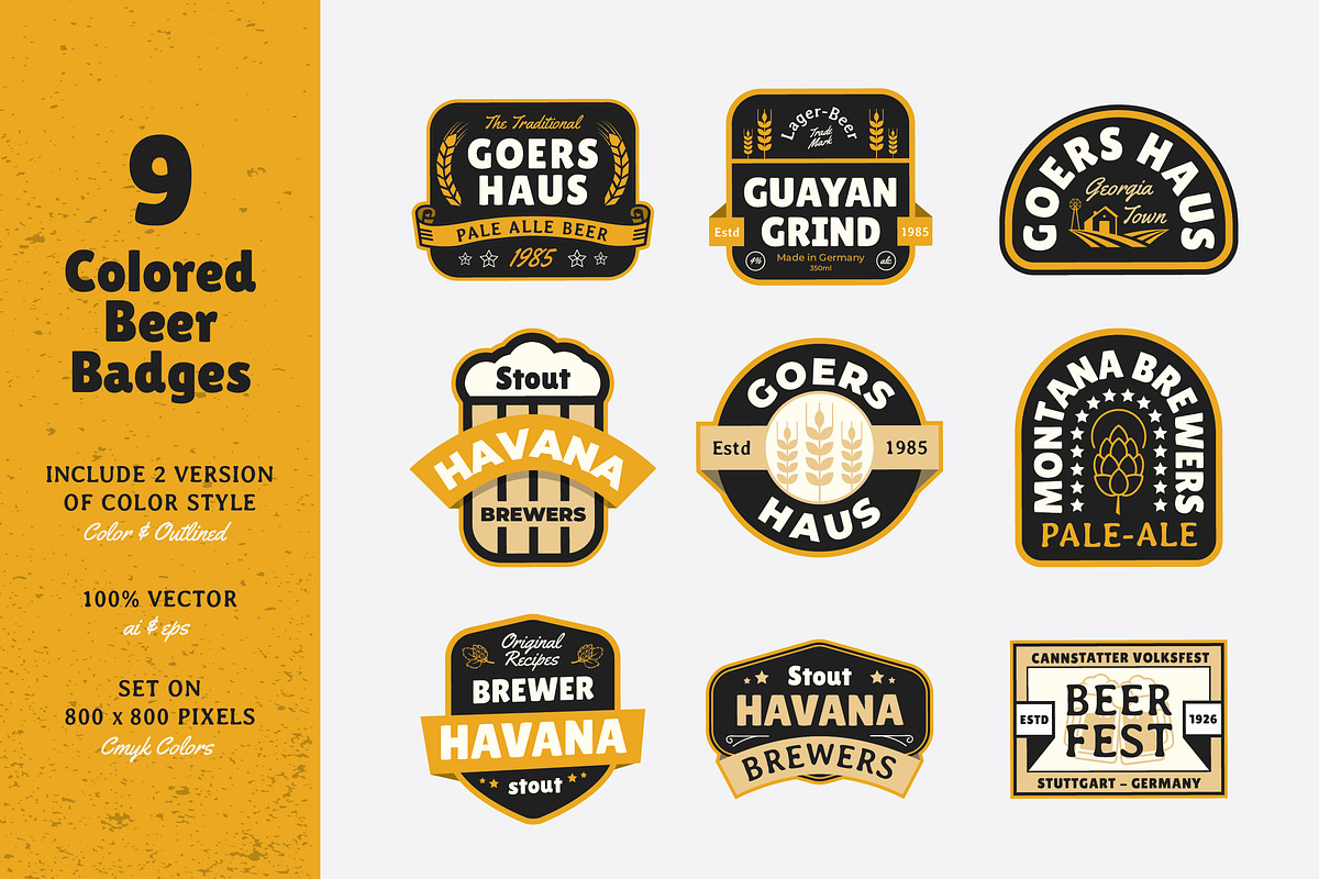 9 Beer Vintage Badges / Labels, a Branding & Logo Template by Dordar.Lab (Photo 2 of 8)