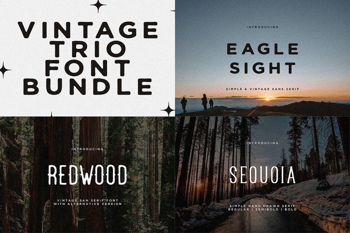 Vintage Trio Font Bundle, a Serif Font by Mikhail Fukurou (Photo 1 of 13)