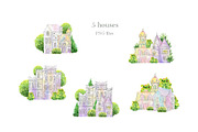 Watercolor Houses and Plants, an Illustration by ViсkyArtDesign (Thumbnail 9 of 14)