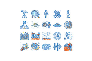space exploration planet icons hand, an Object Illustration by pikepicture