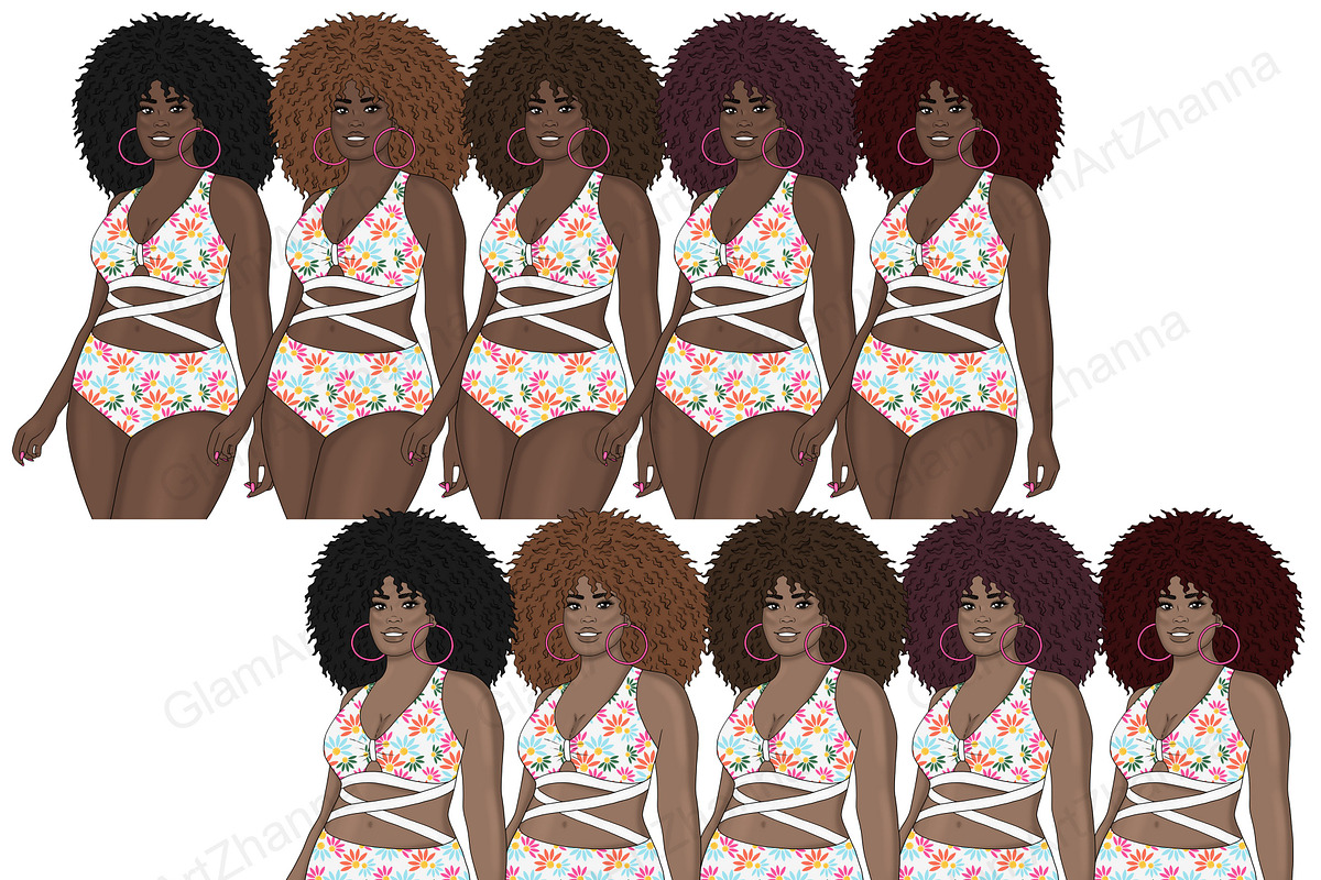 Summer Girl Clipart | Bikini Woman, a Person Illustration by GlamArtZhanna (Photo 2 of 7)