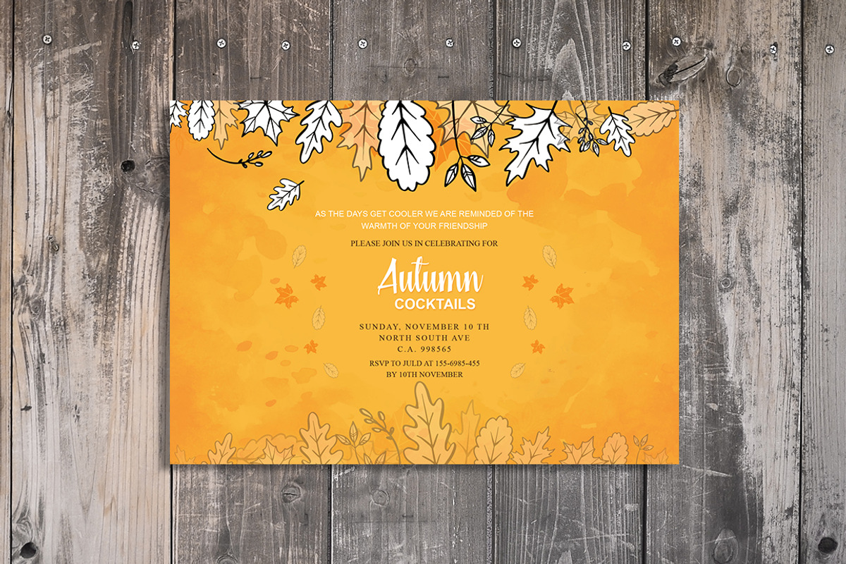 Autumn Cocktails Party Invitations, a Card Template by Madhabi Studio (Photo 1 of 2)