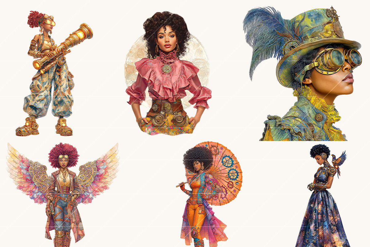 African Steampunk Girls Clipart, a Person Illustration by Design Scotch (Photo 4 of 8)