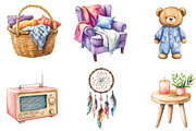 Watercolor Pajama Time Clipart, an Illustration by Designking (Thumbnail 2 of 5)