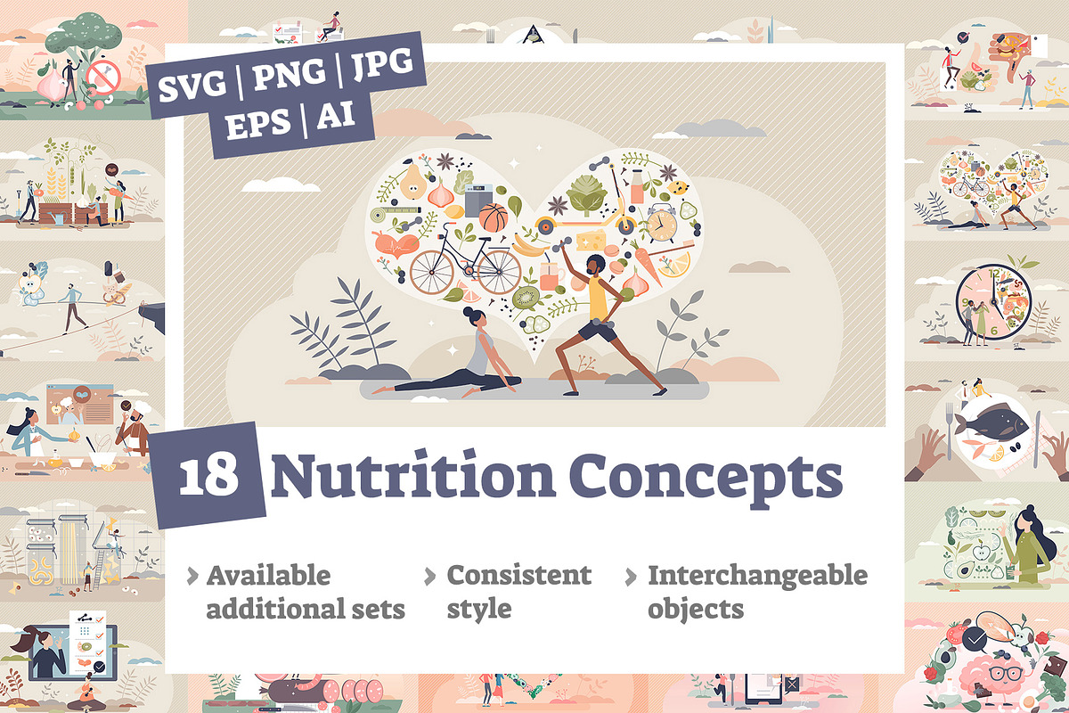 18 Nutrition Concepts V2, an Animal Illustration by VectorMine (Photo 1 of 8)