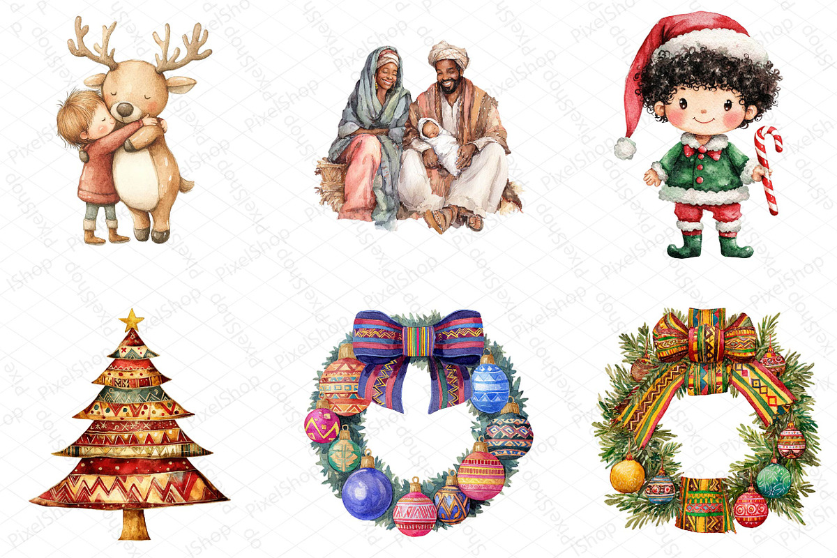 African American Christmas Clipart, an Illustration by DreamPrint404 (Photo 2 of 5)