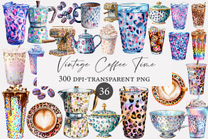 Vintage Coffee Time Clipart, an Illustration by Designworld