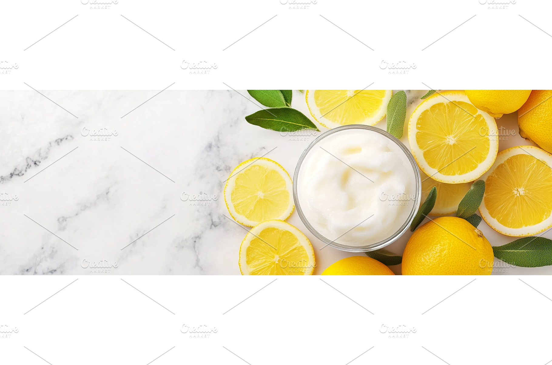 Fresh lemon slices and cream on, a Food & Drink Photo by Lermont51