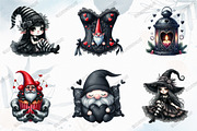 Gothic Girl Gnome Clipart Set, a Graphic by designcity5 (Thumbnail 2 of 5)