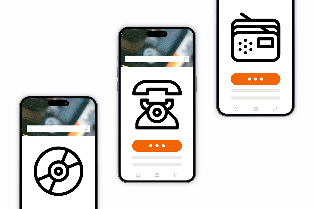 50 Vintage Technology & Media Icons, an Outline Icon by Side Project (Photo 5 of 7)