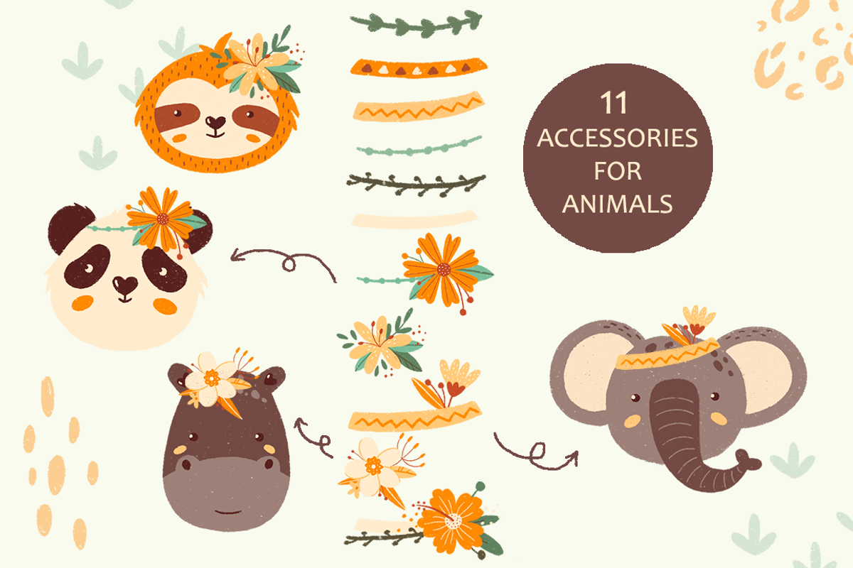 Jungle & Safari Portrait Animals Set, an Animal Illustration by moolesya (Photo 4 of 18)